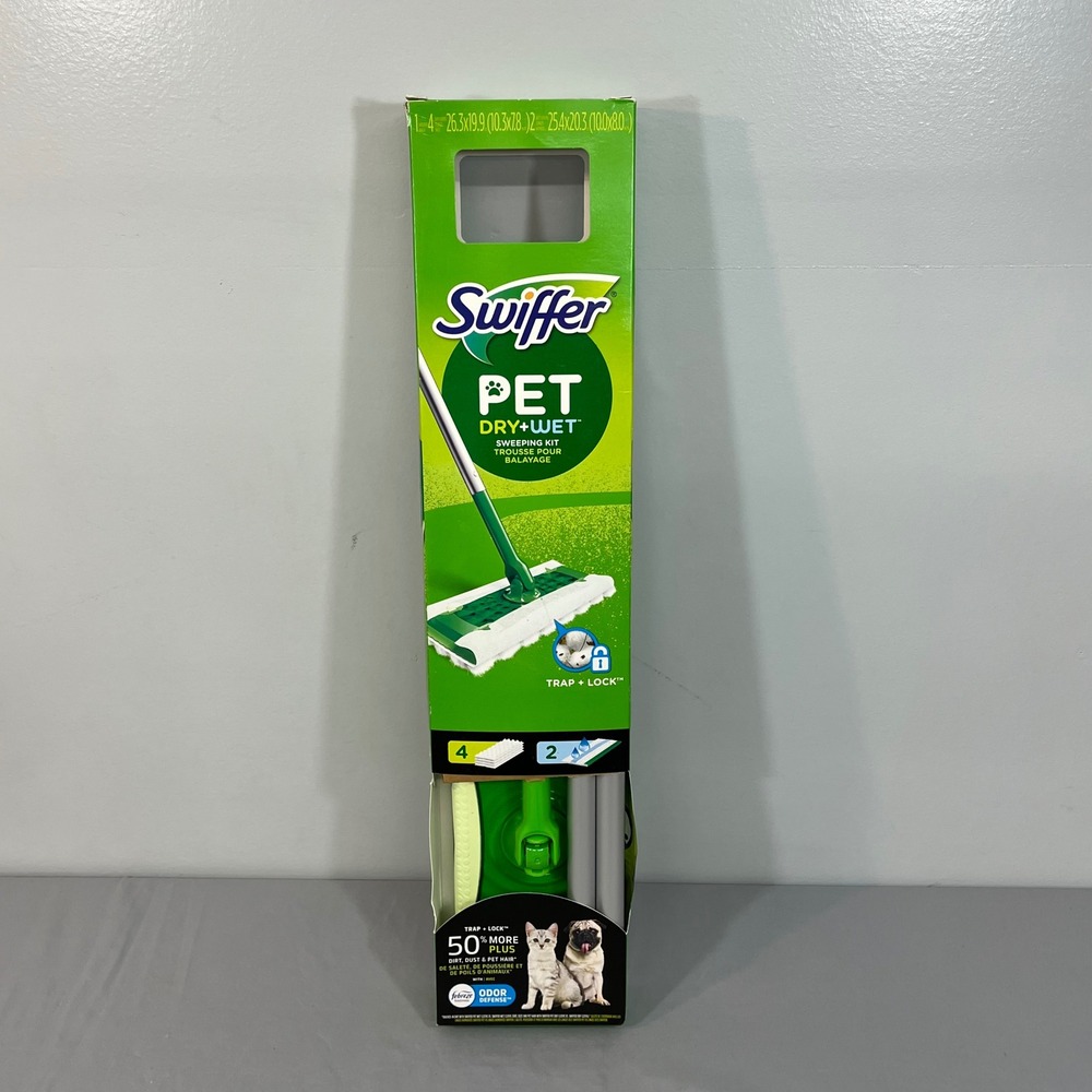 Swiffer Pet Dry Wet Sweeping Kit Heavy Duty with Febreze Odor Defense 7pc Set